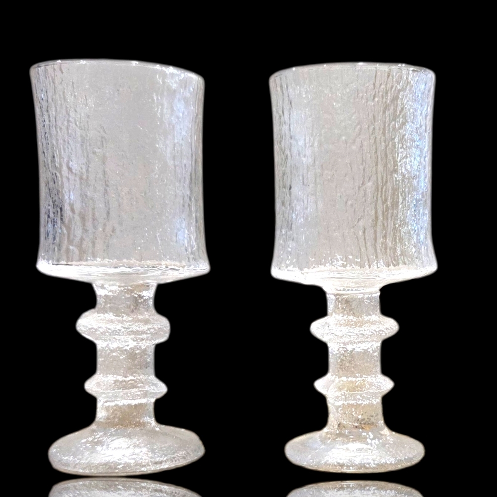 Iittala Festivo Senaattori Wine Glasses Goblets Sarpaneva Finland Vintage 60s
